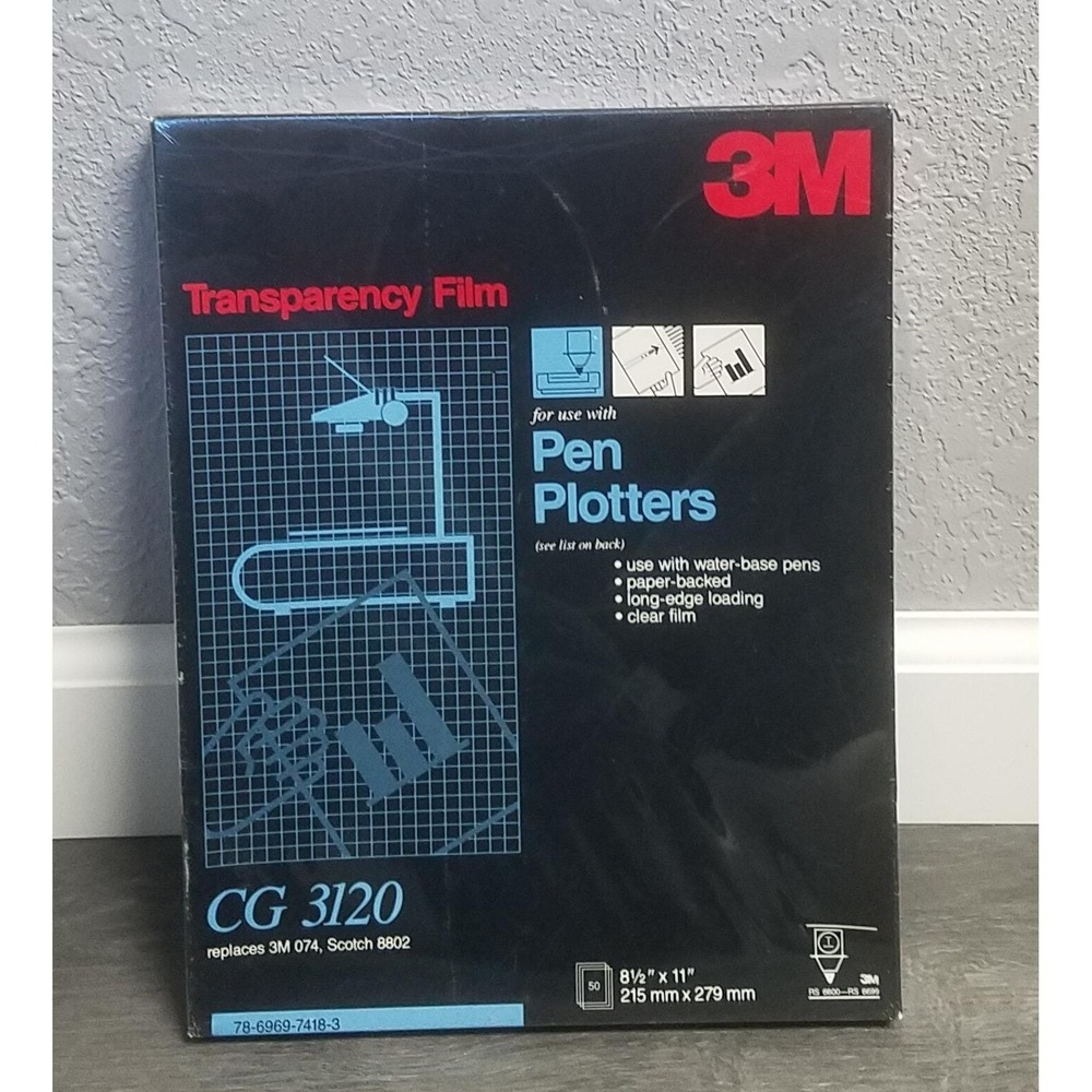 3M Transparency Film CG 3120 - For Use With Pen Plotters - 50 count 8 1/2 × 11